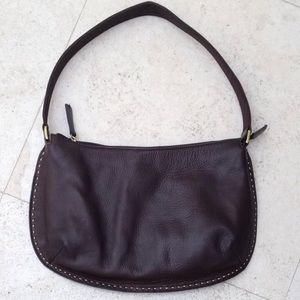 Hobo purse, leather textured pebble, zip top, saddle stitch, mint condition